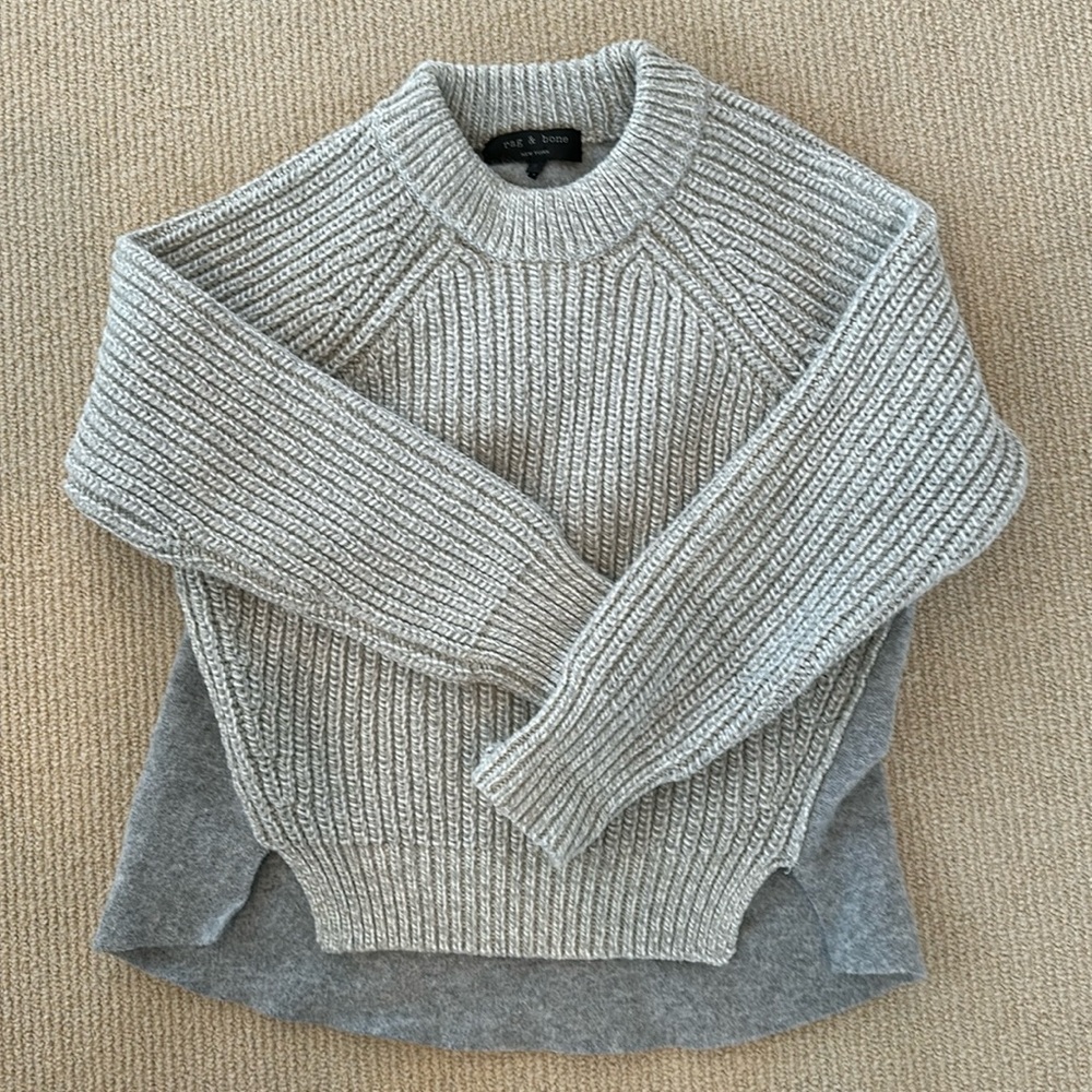 Rag & Bone heather gray crew neck wool sweater size S
